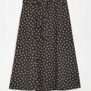 LOFT Tie Waist Green Midi Skirt